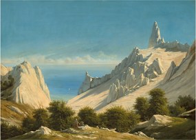 Tablou pe sticlă - Georg Emil Libert, View of Sommerspiret, the Cliffs of Møn, reproducere (70x50 cm)