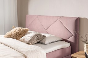 Pat boxspring Wasil 180x200 cu spațiu de depozitare - catifea roz hidrofobă Element 18