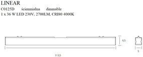 Plafoniera LED dimabila design modern LINEAR, 4000K alb C0125D MX