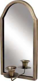 Aplică de perete vintage cu oglindă și suporturi pentru lumânări, alamă antichizată, „Wall Sconce Mirror"