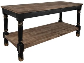 Masă de prezentare shabby chic, cu finisaj negru antichizat, Clarisse, 180x70x85 cm