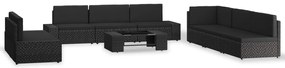 vidaXL Set mobilier de grădină, 9 piese, negru, poliratan