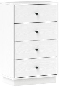 HOMCOM Comoda 4 sertare moderna, mobilier de depozitare pentru camera de zi, living, intrare, 47 x 29 x 75 cm, alb | Aosom Romania