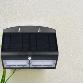 LED lampă solară de perete cu senzor, 7W, 4000K, IP65, 4000 mAh, negru