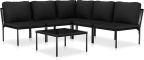 vidaXL Set mobilier de grădină cu perne, 6 piese, negru, PVC