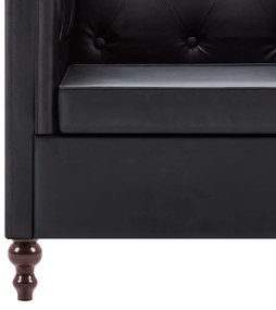 Set canapele, 2 piese, negru, tapiterie din piele artificiala Negru, 1 loc + 2 locuri