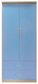 Dulap Copii Looney Cu 2 Uși Și Sertare Culoare Castillo-Albastru 81x57x183 cm