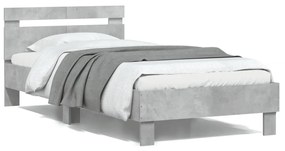 838529 vidaXL Cadru de pat cu tăblie gri beton 100x200 cm lemn prelucrat