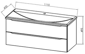 Set mobilier suspendat si lavoar Kolpasan, Tara, 110 cm, craft wood