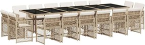 vidaXL Set mobilier de grădină cu perne, 17 piese, bej, poliratan
