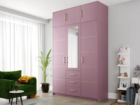 Dulap de haine cu suprastructură Lenona II D3 (prun + auriu) (cu oglindă). 1105680