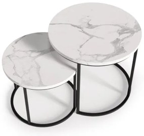 SET 2x măsuță de cafea OREO d. 43/53 cm negru/decor marmorat