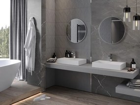 Mexen Loft oglindă de baie rotundă 60 cm, ramă inox - 9850-060-060-000-10
