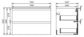 Dulap baie suspendat Cersanit Moduo 80 pentru lavoar, antracit mat, montat 800 mm, Antracit mat