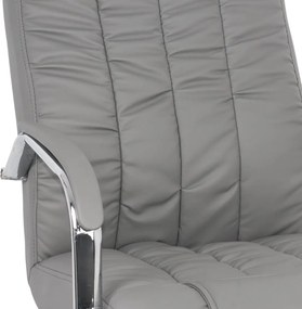 Scaun vizitator gri OFF 8115 din piele ecologică și cadru cromat tip sanie