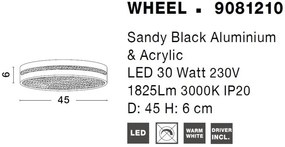 Plafoniera LED dimabila design modern Wheel negru 45cm