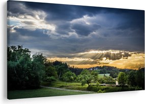 Tablou cu peisaj și raze de soare (90x60 cm)