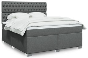 vidaXL Pat box spring cu saltea, gri închis, 180x200 cm, textil