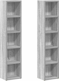 vidaXL Dulap CD-uri 2 buc. gri sonoma 21x16x93,5 cm lemn prelucrat