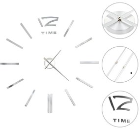 vidaXL Ceas de perete 3d, argintiu, 100 cm, xxl, design modern