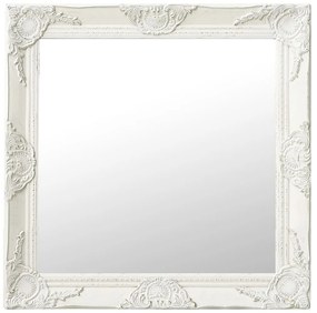 vidaXL Oglindă de perete în stil baroc, alb, 60 x 60 cm