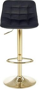 Scaun de bar auriu H120, stofa catifelata/otel, 43x44x84/106 cm