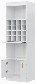 Mobilier pentru vin cu 16 Compartimente pentru Sticle, Multifuncțional ca Highboard pentru Sala de Mese sau Bibliotecă pentru Living, 50x40x180 cm, Alb