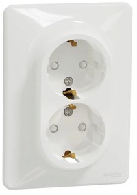 Priza dubla cu impamantare, 16A, IP20, Alb Schneider Sedna Design