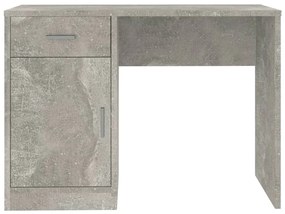 Birou cu sertar si dulap, gri beton 100x40x73 cm lemn prelucrat