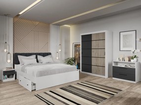 Set mobila dormitor Zeno Alb/Antracit/San Remo C09