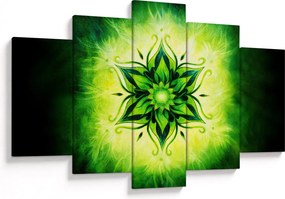 Tablou - Mandala de flori, fundal verde (150x105 cm)