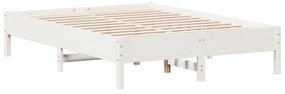 842719 vidaXL Cadru de pat, alb, 135x190 cm, lemn masiv de pin