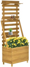 Outsunny Pată înaltă cu 3 rafturi, inclusiv rețea de susținere, rezistent la intemperii, lemn masiv, 63 cm x 39 cm x 160 cm, Natural | Aosom Romania