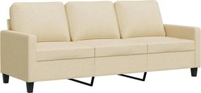vidaXL Canapea cu 3 locuri, crem, 180 cm, material textil