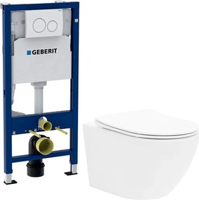 Pachet vas wc Rune Ivaldi, capac slim softclose si rezervor wc Geberit Duofix si clapeta alba Delta20