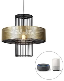 Lampă suspendată inteligentă aurie cu negru 50 cm inclusiv Wifi G95 - Tess