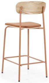 Scaun de bar Skoladin lemn de frasin teracota 95 cm