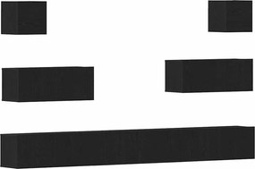 vidaXL Set comodă TV Pe perete Stejar Negru Lemn compozit