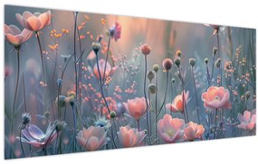 Tablou - Flori în culori pastelate (120x50 cm)