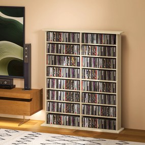 HOMCOM Dulap Bibliotecă pentru CD-uri cu 16 Rafturi, Design Modern, din Lemn, 106,5x24x126,3 cm, Natur | Aosom Romania