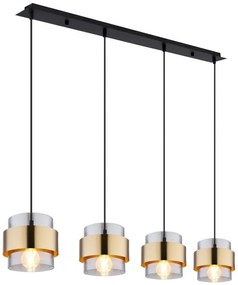 Lustra cu 4 pendule design modern MILLEY negru, auriu
