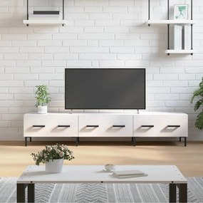 Comoda TV, alb extralucios, 150x36x30 cm, lemn prelucrat