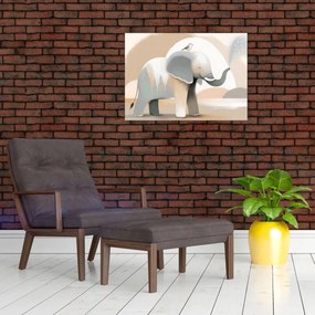 Tablou pe sticlă - Elefant în culori pastel (70x50 cm)