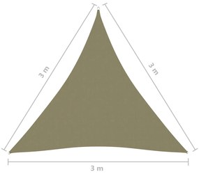 Parasolar, bej, 3x3x3 m, tesatura oxford, triunghiular Bej, 3 x 3 x 3 m