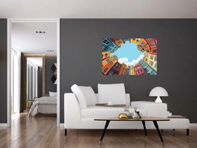 Tablou - Între case (90x60 cm)