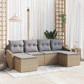 vidaXL Set de canapele pentru grădină 6 pcs Bej Rattan poli