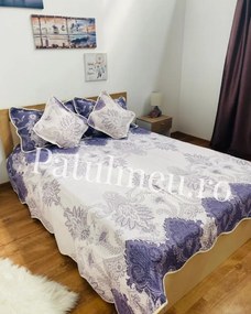 Set Cuvertura Bumbac + 4 Fete de Perne, Purple Regal