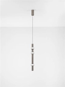 Pendul tub subtire aluminiu gri inchis si alabastru LED MARLOW