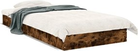 vidaXL Cadru pat fără saltea, stejar fumuriu 75x190 cm lemn prelucrat