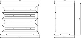 Comodă ~Dubai~ cu aspect de lemn, in stil modern, culoare alb de pin, mânere metalice, 88 cm lățime